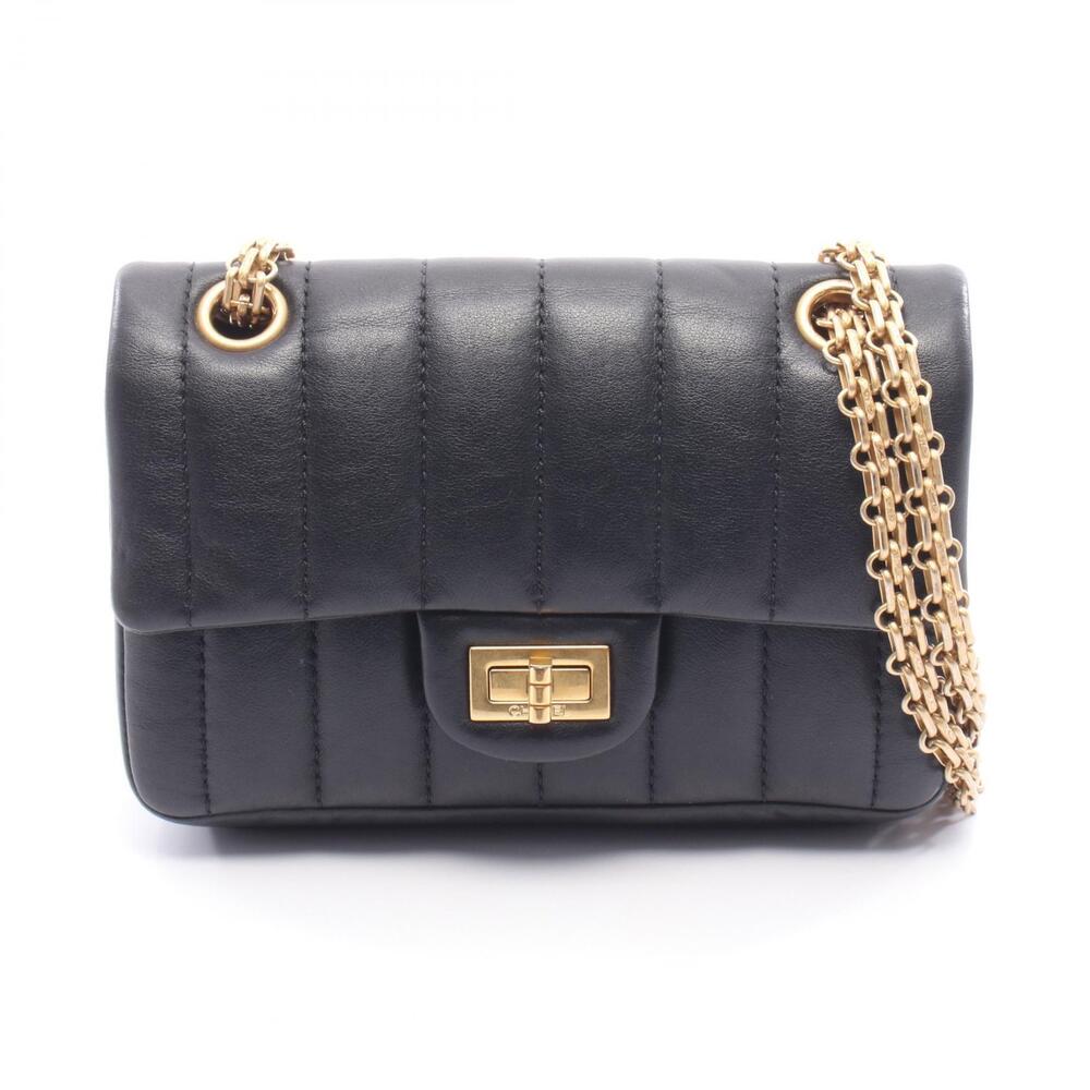 Chanel Shoulder Bag Lambskin Sheepskin Black
